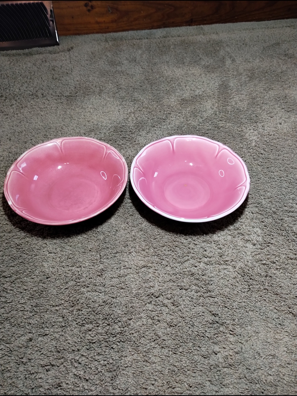 Set of 2 Pink Ceramic Serving Bowls